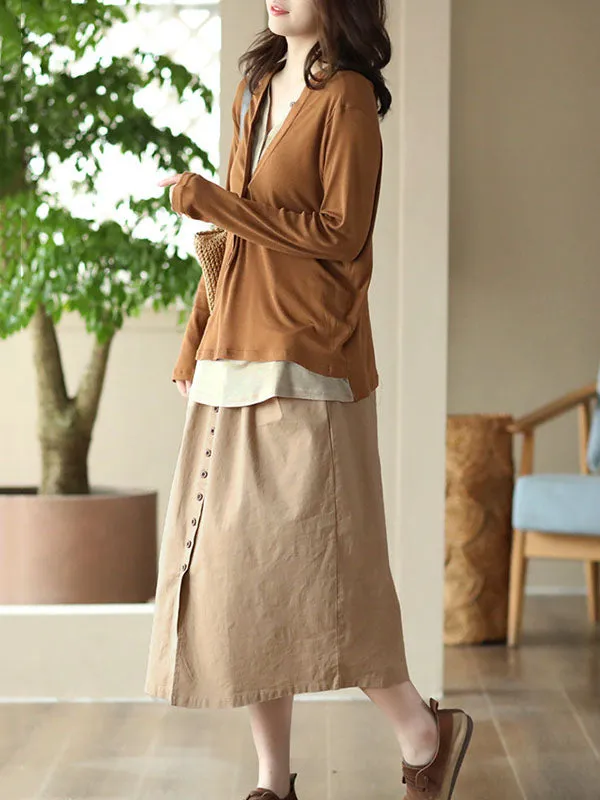 Split-front A-line Loose Skirts Bottoms