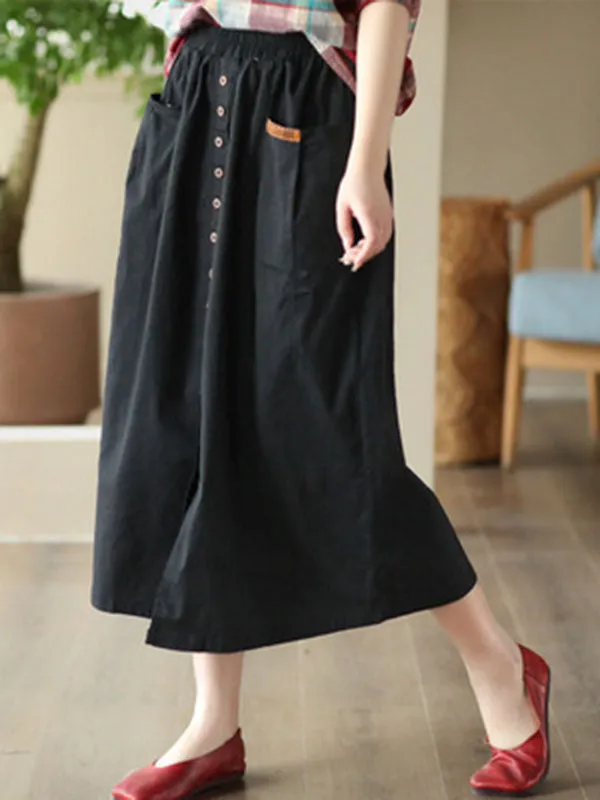 Split-front A-line Loose Skirts Bottoms