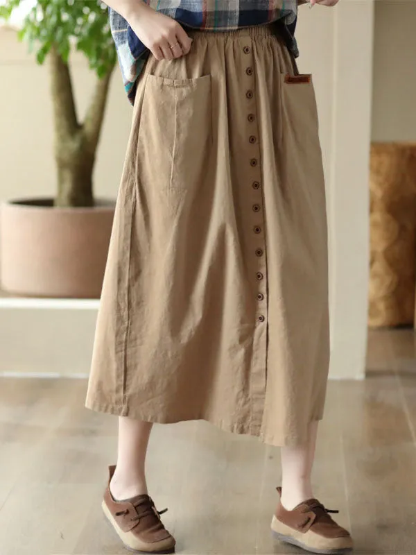 Split-front A-line Loose Skirts Bottoms