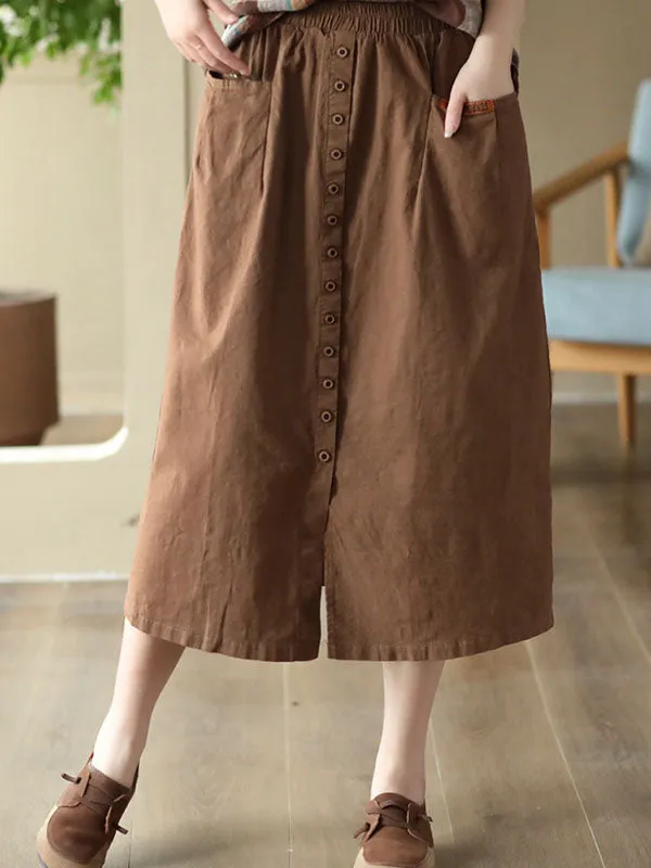 Split-front A-line Loose Skirts Bottoms