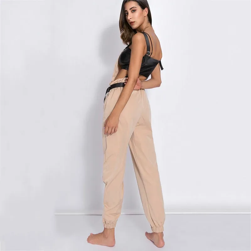 Summer Long Romper Womens Jumpsuit  Zipper Pockets