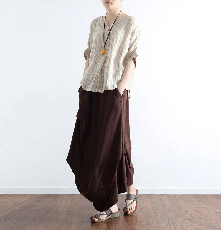 Summer Women Linen Skirts With Elastic Waist AMT96216