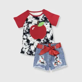 Tie Dye Apple Denim Outfit Kids