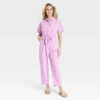 Universal Thread Women's Short Sleeve Boilersuit Relaxed Leg Casual Jumpsuit