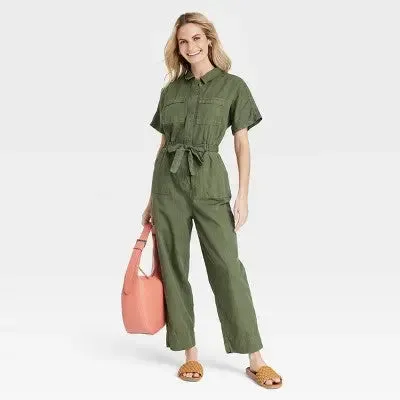 Universal Thread Women's Short Sleeve Boilersuit Relaxed Leg Casual Jumpsuit