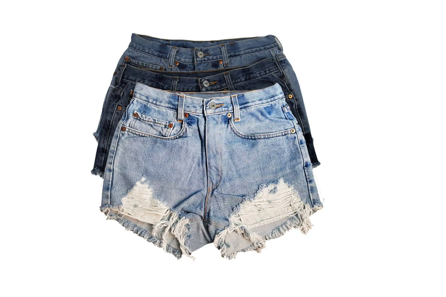 Upcycled Vintage Denim Shorts - Frayed