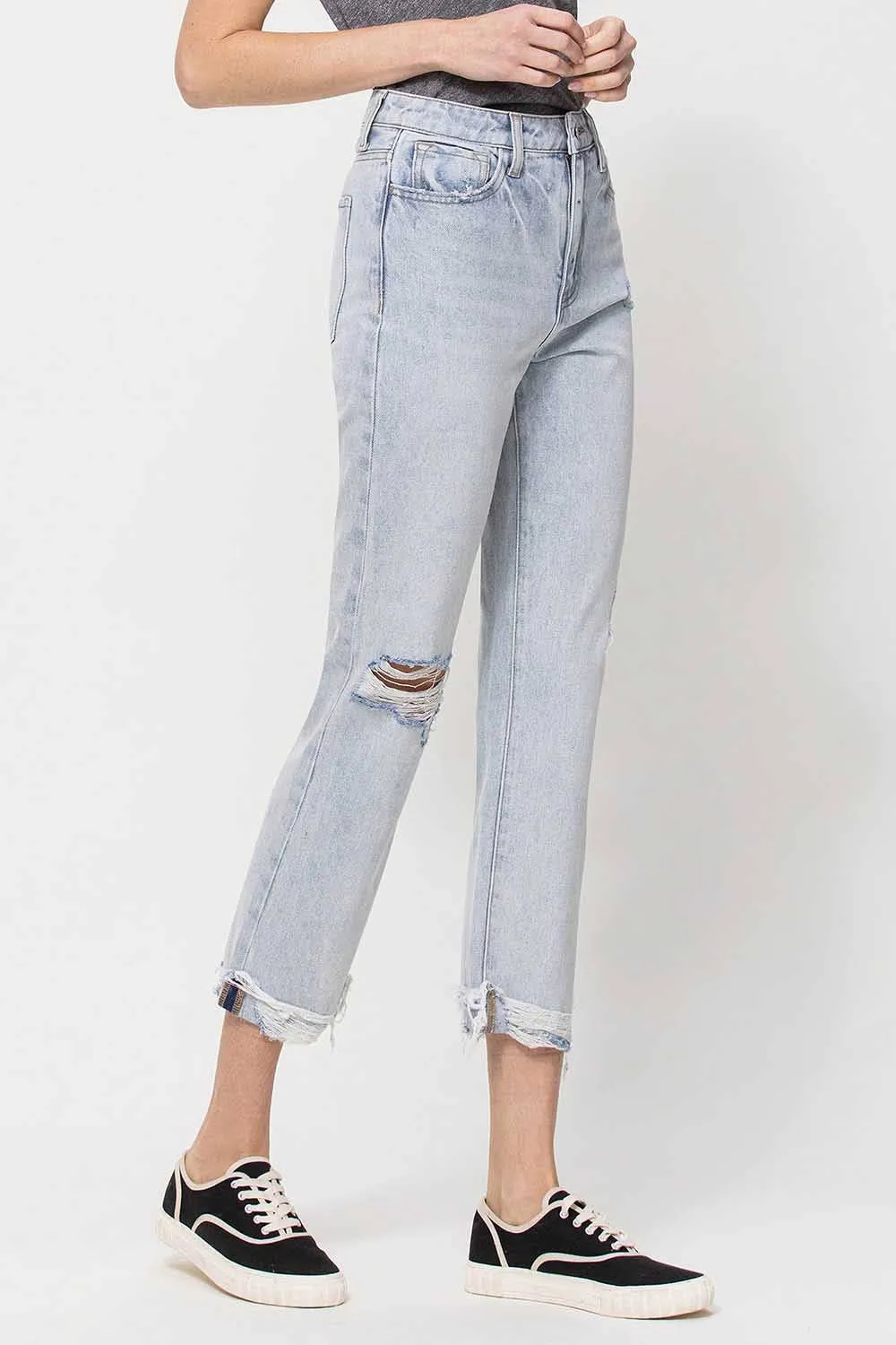 VERVET BY Flying Monkey Super High Relaxed Cuffed Straight Leg Jeans