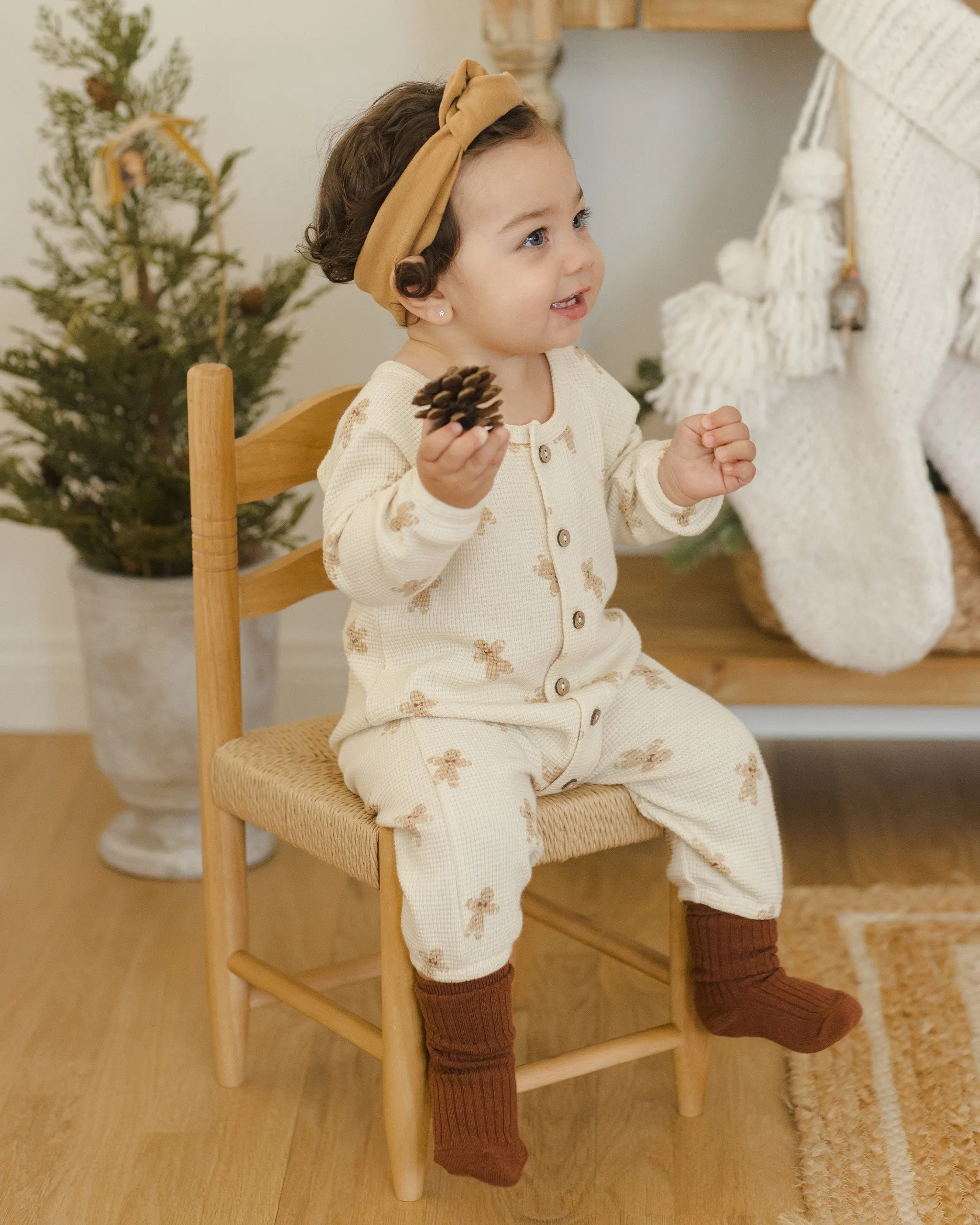 Waffle Long Sleeve Jumpsuit || Gingerbread