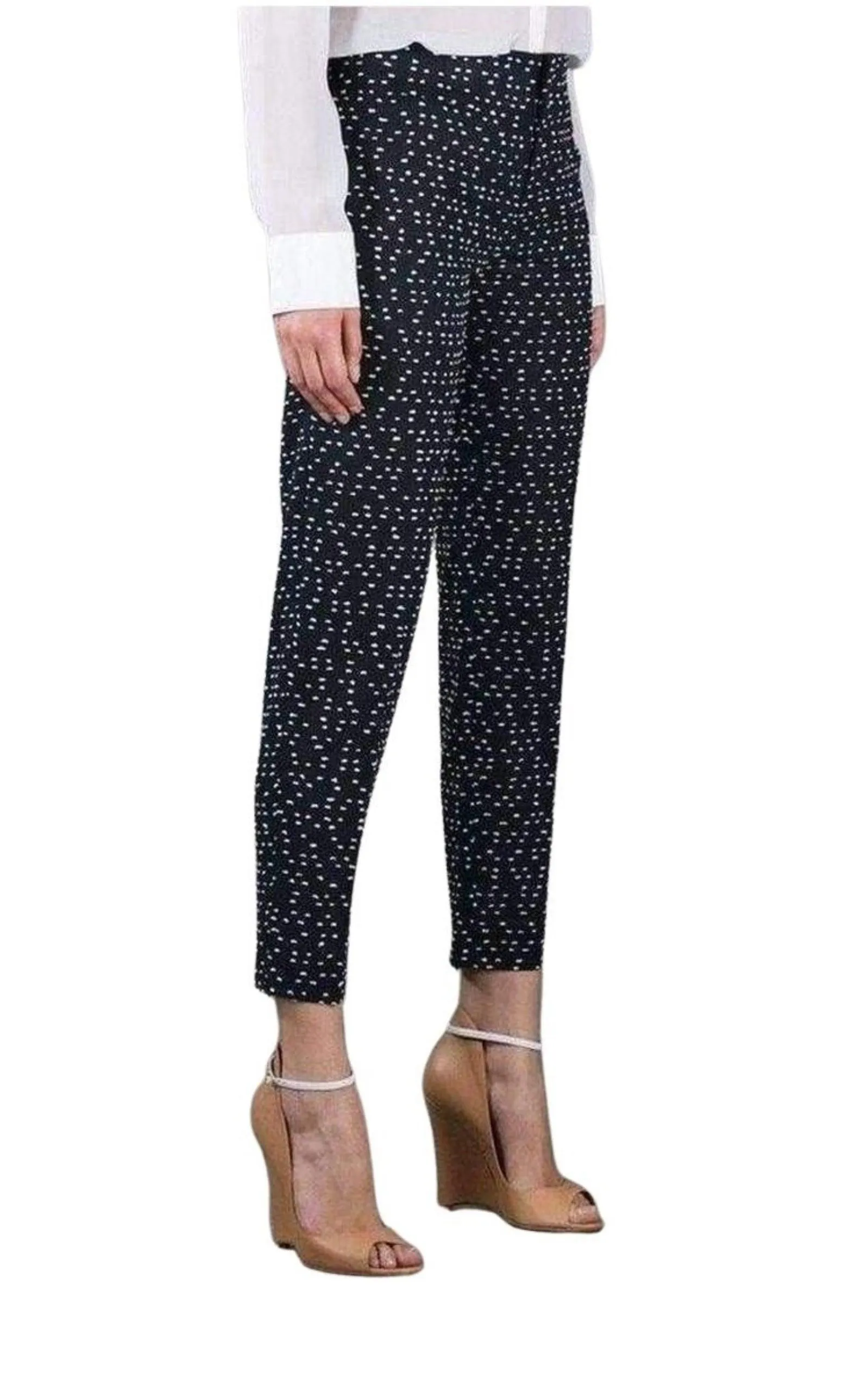 Wool Blend Pattern Trousers