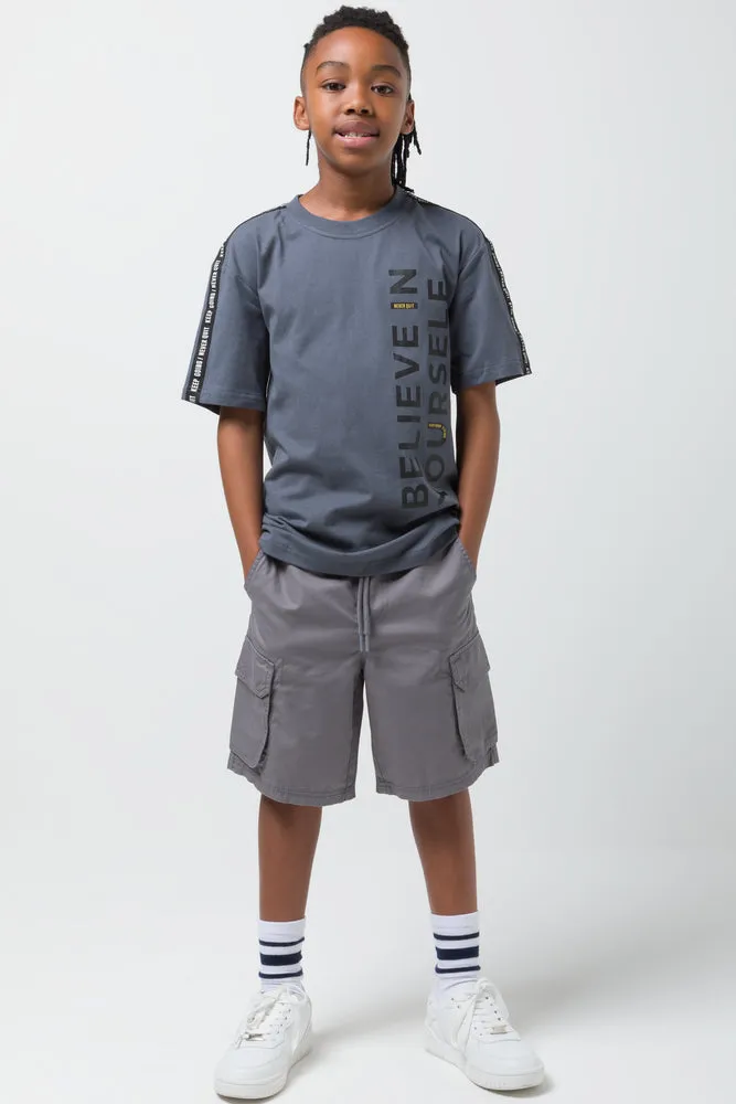 Woven Styled Cargo Shorts Grey