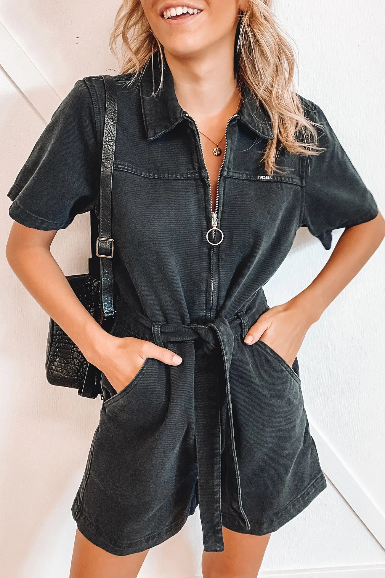 Zip Through Coverall Carbon Black